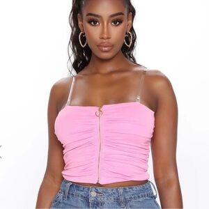 Fashion Nova Pink Ruched Crop Top